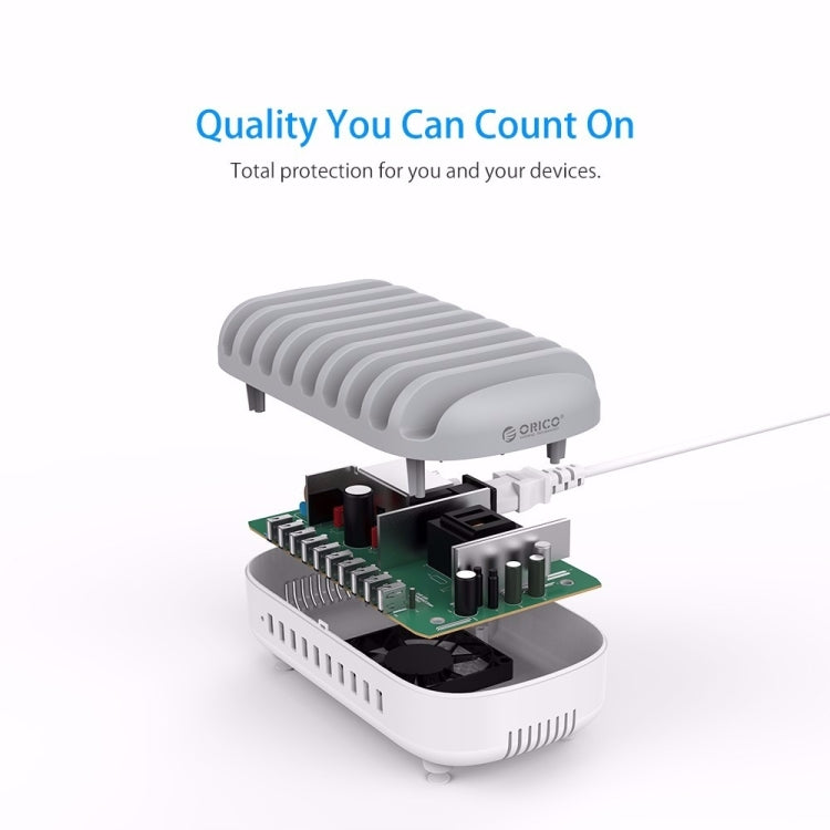 ORICO DUK-10P 120W 10 USB Ports Smart Charging Station with Phone & Tablet Stand, AU Plug(White) - free shipping - PMC Jewellery - Order now!