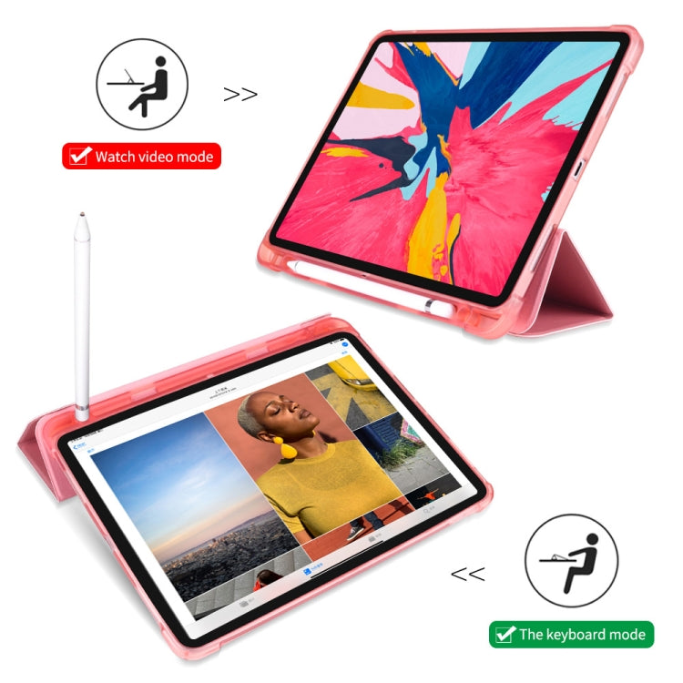 Three-folding Shockproof TPU Protective Case for iPad Pro 11 inch (2018) / (2020), with Holder & Pen Slot(Black) - iPad Pro 11 (2018) Cases by PMC TechLife | Online Shopping South Africa | PMC TechLife