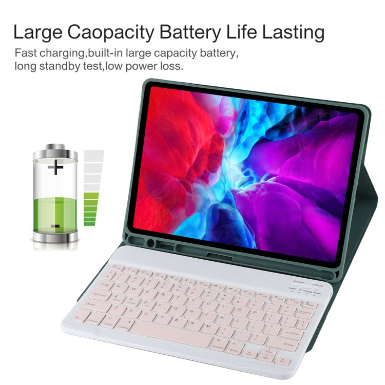 TG11B Detachable Bluetooth Pink Keyboard + Microfiber Leather Tablet Case for iPad Pro 11 inch (2020), with Pen Slot & Holder (Dark Green) - For iPad Pro by PMC TechLife | Online Shopping South Africa | PMC TechLife