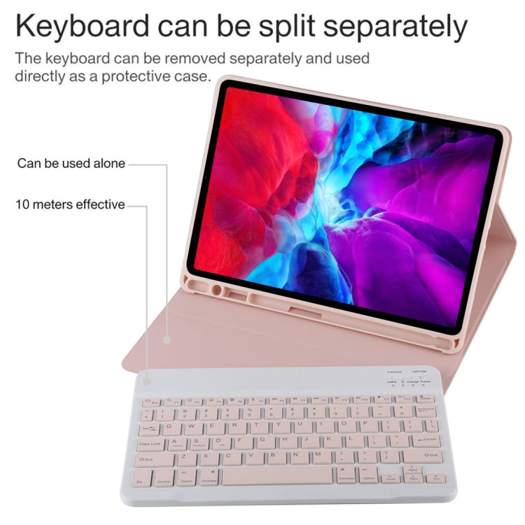 TG11B Detachable Bluetooth Pink Keyboard + Microfiber Leather Tablet Case for iPad Pro 11 inch (2020), with Pen Slot & Holder (Pink) - For iPad Pro by PMC TechLife | Online Shopping South Africa | PMC TechLife