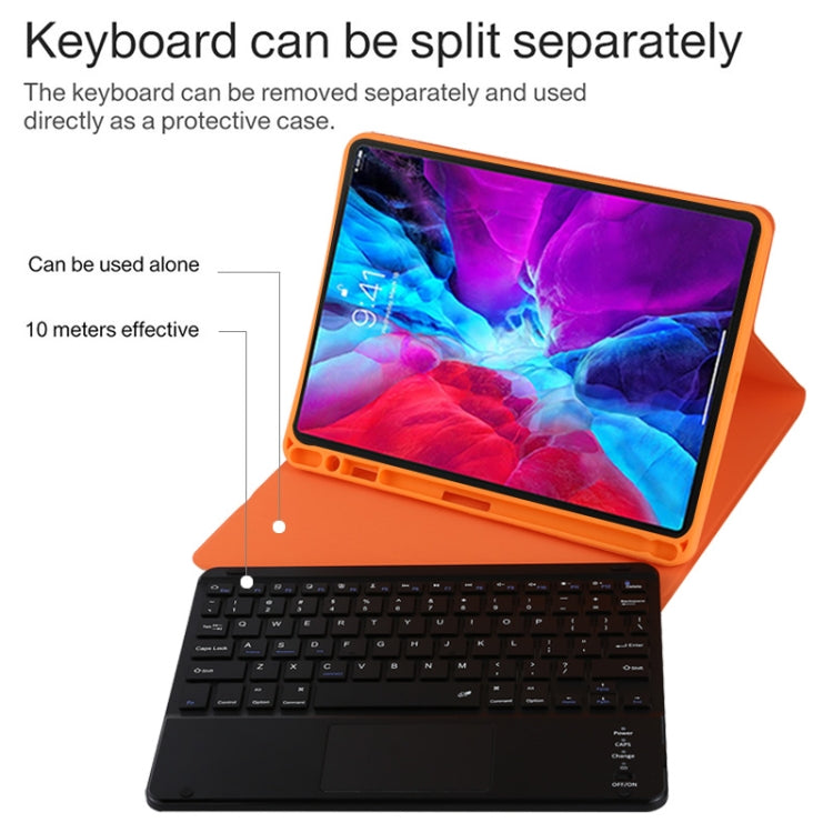 TG11BC Detachable Bluetooth Black Keyboard Microfiber Leather Tablet Case for iPad Pro 11 inch (2020), with Touchpad & Pen Slot & Holder (Orange) - free shipping - PMC TechLife - Order now!