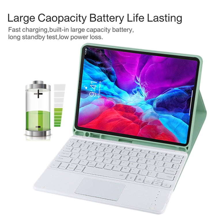 TG11BCS Detachable Bluetooth White Keyboard Microfiber Leather Tablet Case for iPad Pro 11 inch (2020), with Backlight & Touchpad & Pen Slot & Holder (Green) - For iPad Pro by PMC TechLife | Online Shopping South Africa | PMC TechLife