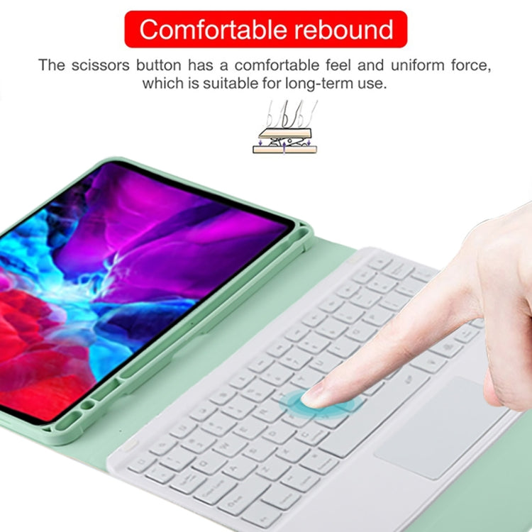 TG11BCS Detachable Bluetooth White Keyboard Microfiber Leather Tablet Case for iPad Pro 11 inch (2020), with Backlight & Touchpad & Pen Slot & Holder (Green) - For iPad Pro by PMC TechLife | Online Shopping South Africa | PMC TechLife