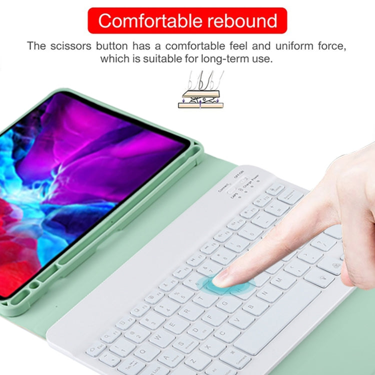 TG11BS Detachable Bluetooth White Keyboard Microfiber Leather Tablet Case for iPad Pro 11 inch (2020), with Backlight & Pen Slot & Holder (Green) - For iPad Pro by PMC TechLife | Online Shopping South Africa | PMC TechLife | Buy Now Pay Later Mobicred