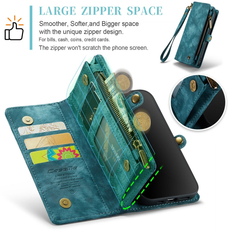 For iPhone XR CaseMe Detachable Multifunctional Horizontal Flip Leather Case with Card Slot & Holder & Zipper Wallet & Photo Frame (Blue) - free shipping - PMC Jewellery - Order now!