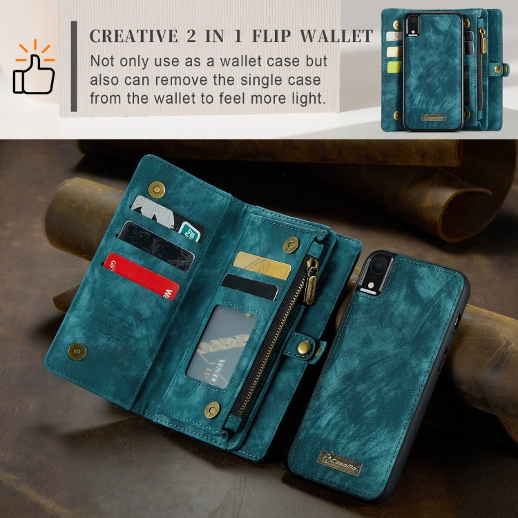 For iPhone XR CaseMe Detachable Multifunctional Horizontal Flip Leather Case with Card Slot & Holder & Zipper Wallet & Photo Frame (Blue) - free shipping - PMC Jewellery - Order now!