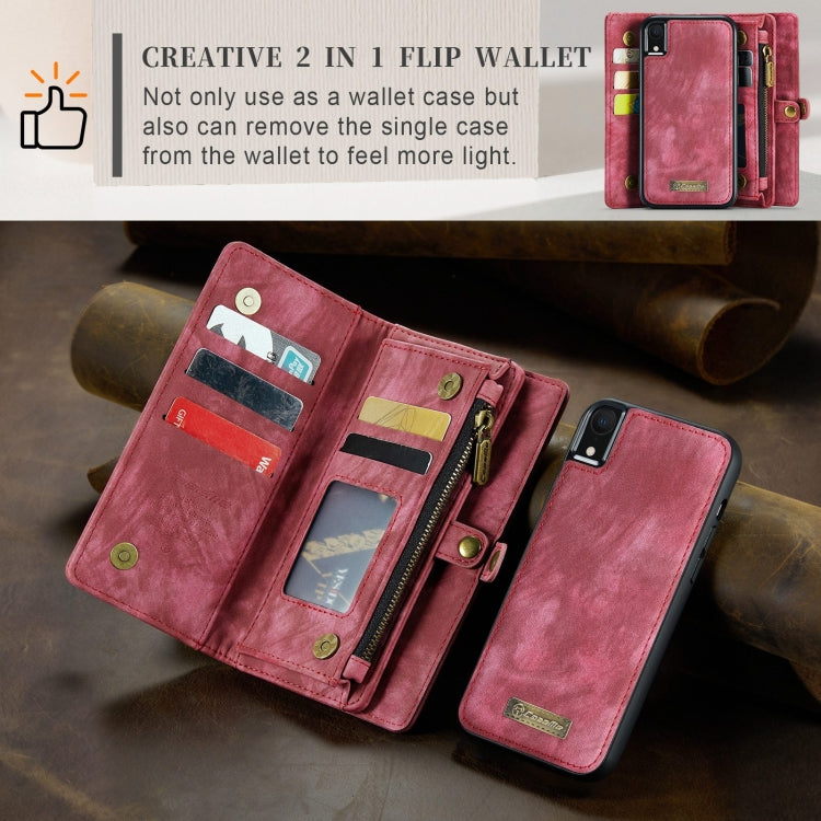 For iPhone XR CaseMe Detachable Multifunctional Horizontal Flip Leather Case with Card Slot & Holder & Zipper Wallet & Photo Frame (Red) - More iPhone Cases by CaseMe | Online Shopping South Africa | PMC Jewellery | Buy Now Pay Later Mobicred
