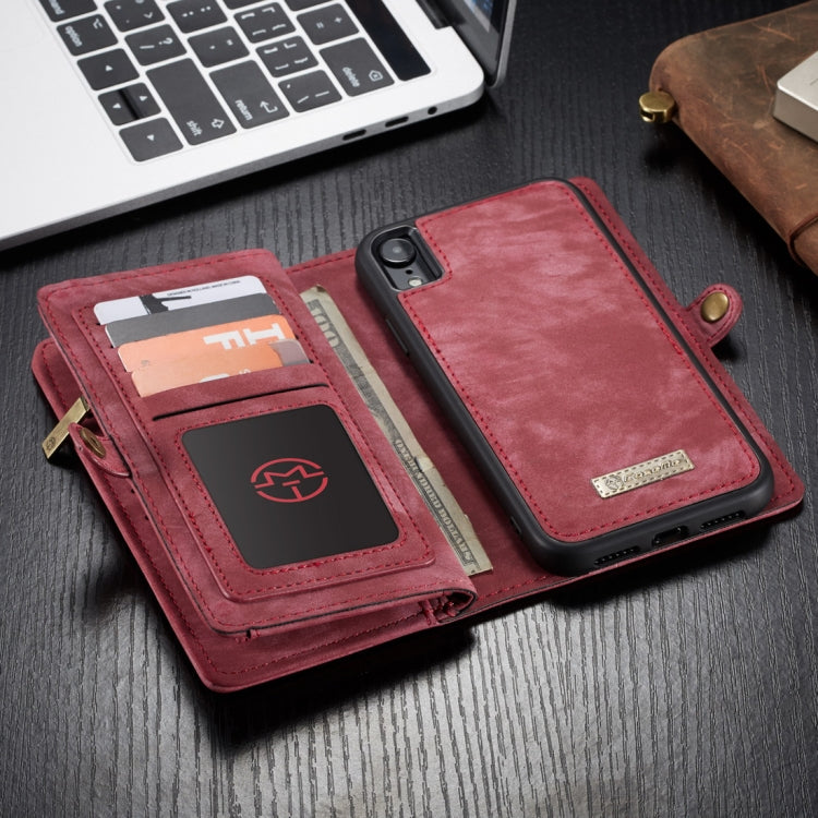 For iPhone XR CaseMe Detachable Multifunctional Horizontal Flip Leather Case with Card Slot & Holder & Zipper Wallet & Photo Frame (Red) - More iPhone Cases by CaseMe | Online Shopping South Africa | PMC Jewellery | Buy Now Pay Later Mobicred