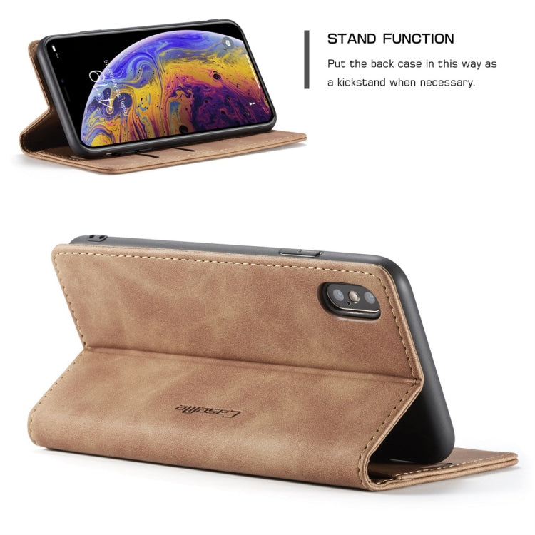 For iPhone X / XS CaseMe-013 Multifunctional Retro Frosted Horizontal Flip Leather Case with Card Slot & Holder & Wallet(Brown) - free shipping - PMC Jewellery - Order now!