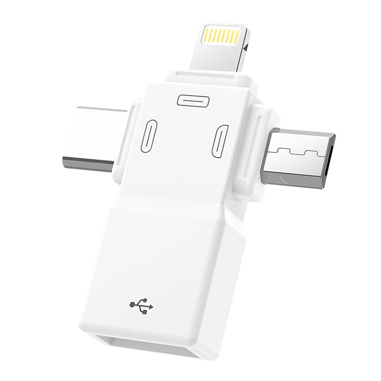 USB 2.0 to 8 Pin + USB-C / Type-C + Micro USB  OTG Adapter - Converter & Adapter by PMC Jewellery | Online Shopping South Africa | PMC Jewellery | Buy Now Pay Later Mobicred