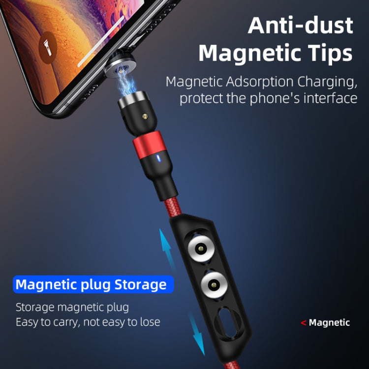 1m 2A Output 3 in 1 USB to 8 Pin + USB-C / Type-C + Micro USB Nylon Braided Rotate Magnetic Charging Cable (Purple) - Charging Cable & Head by PMC Jewellery | Online Shopping South Africa | PMC Jewellery | Buy Now Pay Later Mobicred