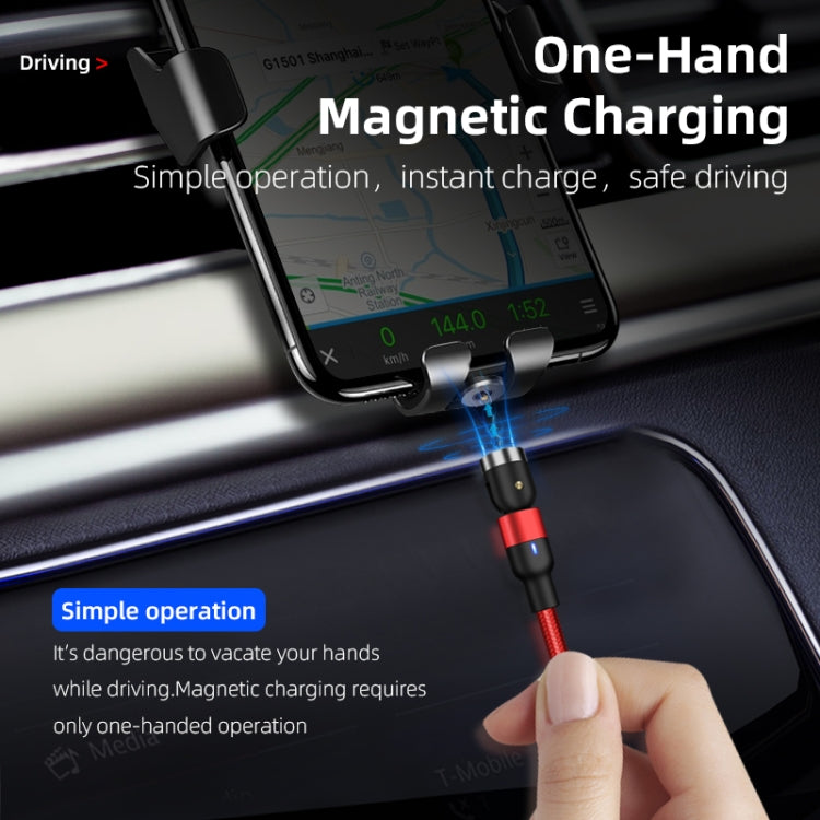 1m 2A Output 3 in 1 USB to 8 Pin + USB-C / Type-C + Micro USB Nylon Braided Rotate Magnetic Charging Cable (Red) - free shipping - PMC Jewellery - Order now!