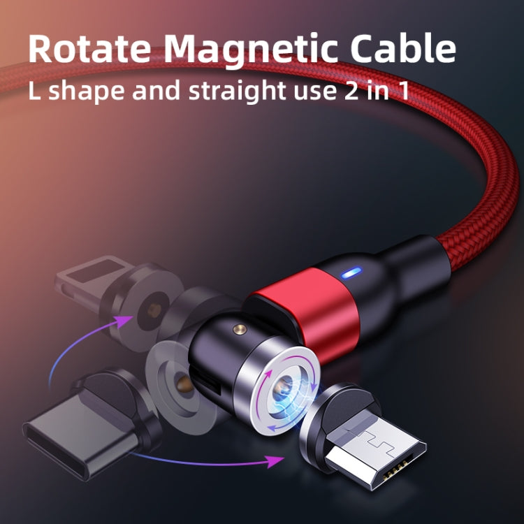 1m 2A Output 3 in 1 USB to 8 Pin + USB-C / Type-C + Micro USB Nylon Braided Rotate Magnetic Charging Cable (Red) - free shipping - PMC Jewellery - Order now!