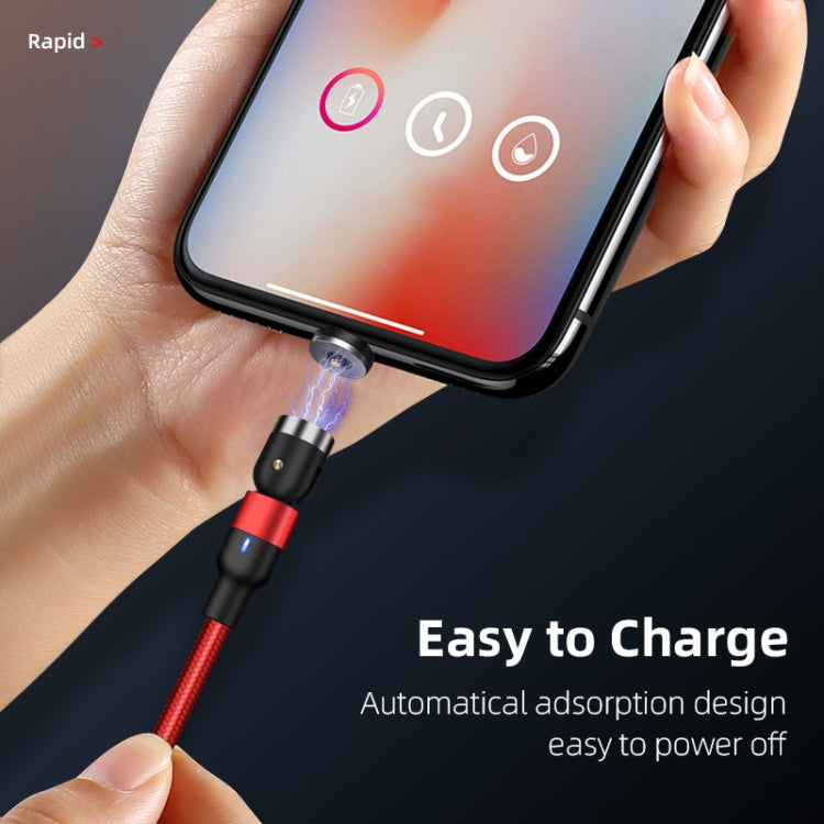1m 2A Output 3 in 1 USB to 8 Pin + USB-C / Type-C + Micro USB Nylon Braided Rotate Magnetic Charging Cable (Red) - free shipping - PMC Jewellery - Order now!