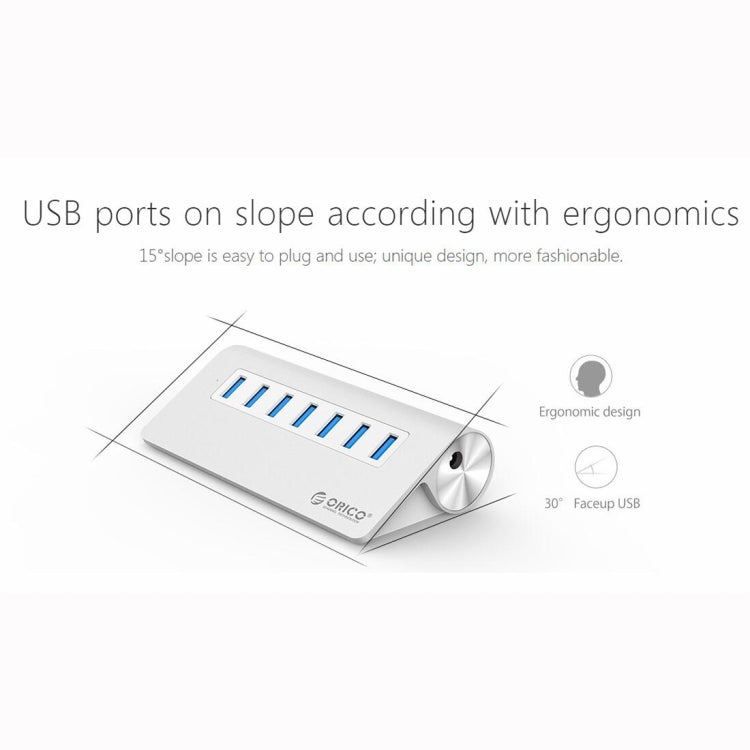 ORICO M3H7-V1 Aluminum Alloy 7 USB 3.0 Ports HUB with 30W Power Adapter - free shipping - PMC Jewellery - Order now!