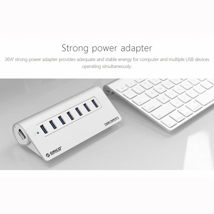 ORICO M3H7-V1 Aluminum Alloy 7 USB 3.0 Ports HUB with 30W Power Adapter - free shipping - PMC Jewellery - Order now!