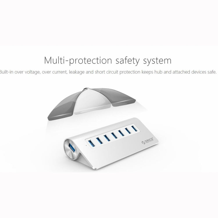 ORICO M3H7-V1 Aluminum Alloy 7 USB 3.0 Ports HUB with 30W Power Adapter - free shipping - PMC Jewellery - Order now!