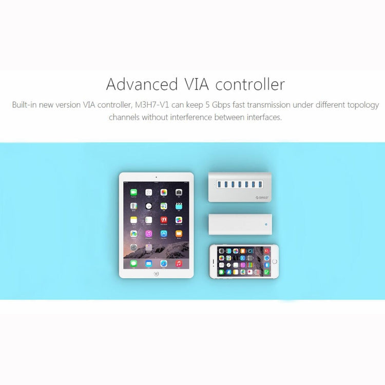 ORICO M3H7-V1 Aluminum Alloy 7 USB 3.0 Ports HUB with 30W Power Adapter - free shipping - PMC Jewellery - Order now!