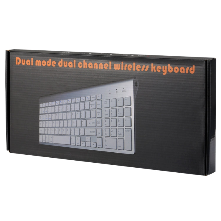 K368 Dual Mode Dual Channel 102 Keys Wireless Bluetooth Keyboard for Laptop, Notebook, Tablet and Smartphones, Support Android / iOS / Windows or An Updated Version(Silver) - Wireless Keyboard by PMC Jewellery | Online Shopping South Africa | PMC Jewellery | Buy Now Pay Later Mobicred