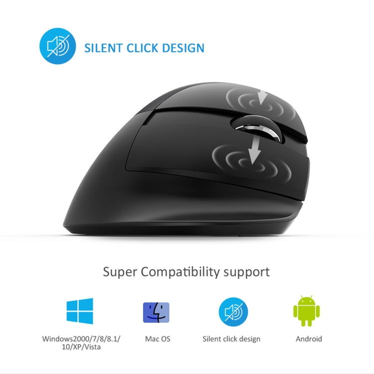 DELUX M618 Mini 2.4G Wireless 2400DPI USB Rechargeable Ergonomic Vertical Mouse(Grey) - free shipping - PMC Jewellery - Order now!