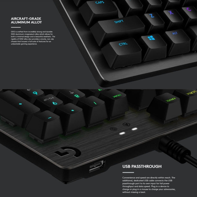 Logitech G512 RGB C-axis Mechanical Wired Gaming Keyboard, Length: 1.8m (Black) - free shipping - PMC Jewellery - Order now!