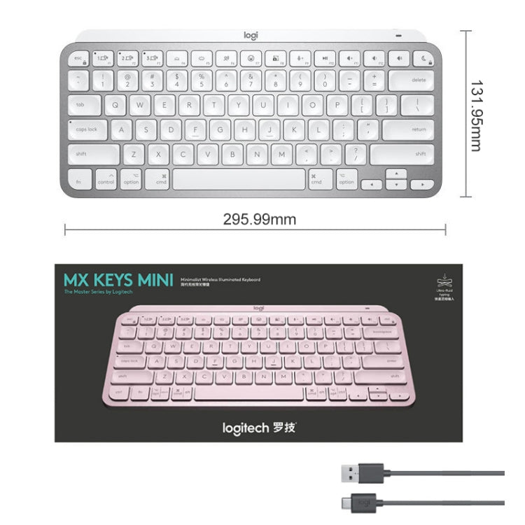 Logitech MX Keys Mini Wireless Bluetooth Ultra-thin Smart Backlit Keyboard (Pink) - free shipping - PMC Jewellery - Order now!