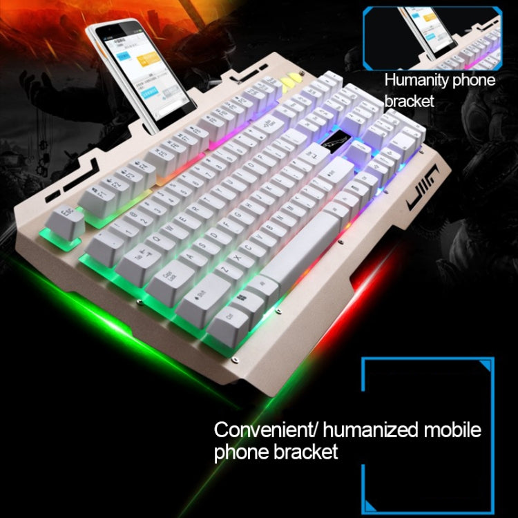 ZGB G700 104 Keys USB Wired Mechanical Feel Glowing Metal Panel Suspension Gaming Keyboard with Phone Holder(Black) - Wired Keyboard by PMC Jewellery | Online Shopping South Africa | PMC Jewellery | Buy Now Pay Later Mobicred