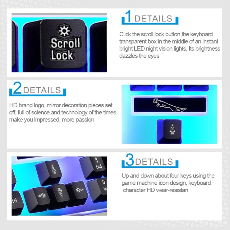 ZGB G21 1600 DPI Professional Wired Colorful Backlight Mechanical Feel Suspension Keyboard + Optical Mouse Kit for Laptop, PC(White) - Wired Keyboard by PMC TechLife | Online Shopping South Africa | PMC TechLife | Buy Now Pay Later Mobicred