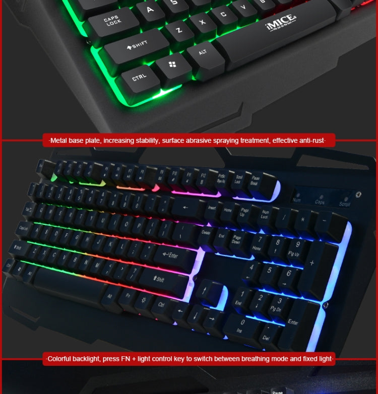 iMICE AK-400 USB Interface 104 Keys Wired Colorful Backlight Gaming Keyboard for Computer PC Laptop(Black) - free shipping - PMC Jewellery - Order now!