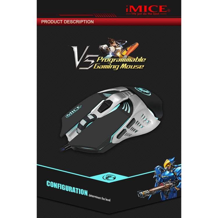 iMICE V5 USB 7 Buttons 4000 DPI Wired Optical Colorful Backlight Gaming Mouse for Computer PC Laptop (White) - free shipping - PMC TechLife - Order now!