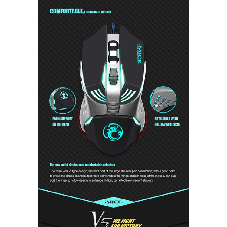 iMICE V5 USB 7 Buttons 4000 DPI Wired Optical Colorful Backlight Gaming Mouse for Computer PC Laptop (White) - free shipping - PMC TechLife - Order now!