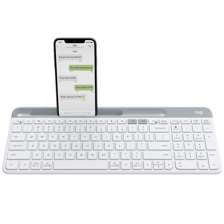 Logitech K580 Dual Modes Thin and Light Multi-device Wireless Keyboard with Phone Holder (White) - free shipping - PMC Jewellery - Order now!