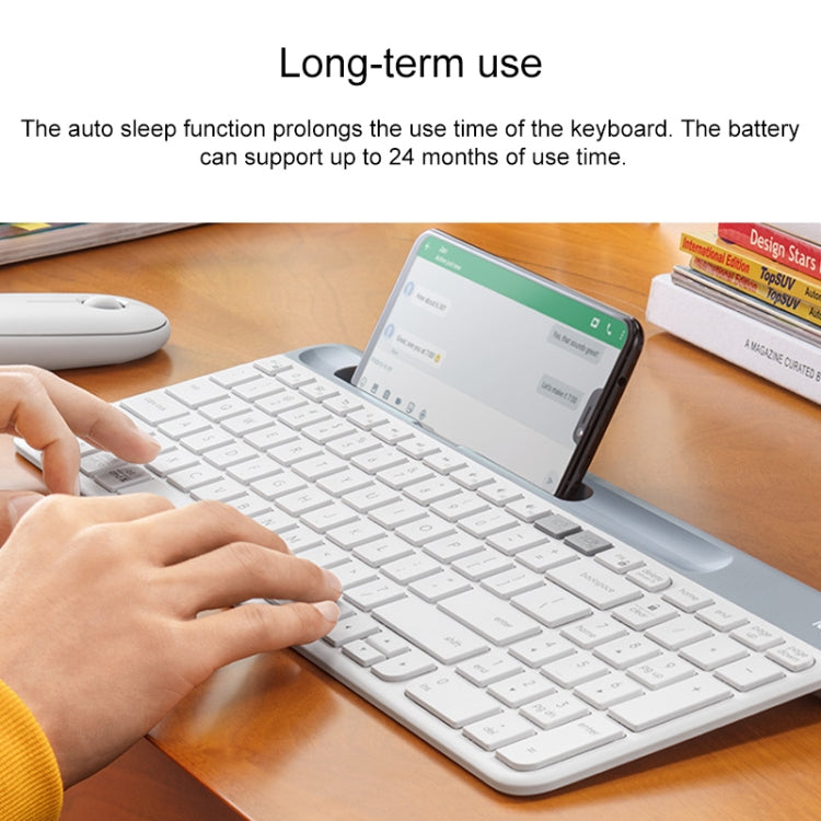 Logitech K580 Dual Modes Thin and Light Multi-device Wireless Keyboard with Phone Holder (White) - free shipping - PMC Jewellery - Order now!