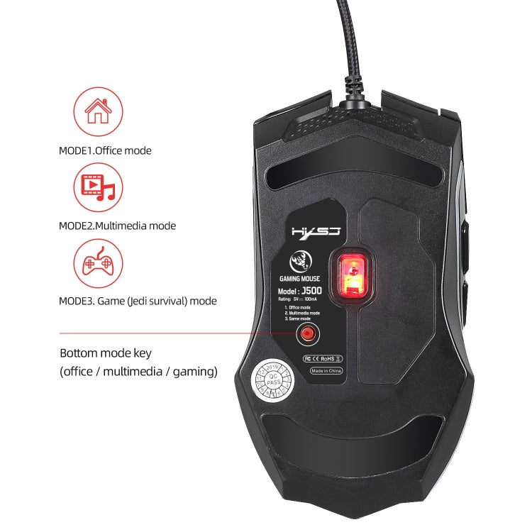 HXSJ J500 7 Keys RGB Programmable Display Screen Gaming Wired Mouse - free shipping - PMC Jewellery - Order now!