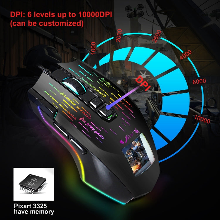 HXSJ J500 7 Keys RGB Programmable Display Screen Gaming Wired Mouse - free shipping - PMC Jewellery - Order now!