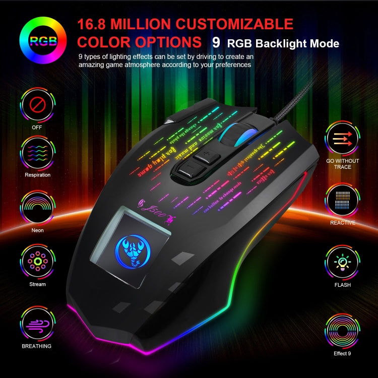 HXSJ J500 7 Keys RGB Programmable Display Screen Gaming Wired Mouse - free shipping - PMC Jewellery - Order now!