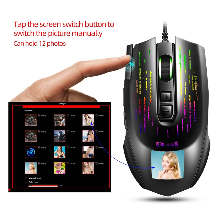 HXSJ J500 7 Keys RGB Programmable Display Screen Gaming Wired Mouse - free shipping - PMC Jewellery - Order now!