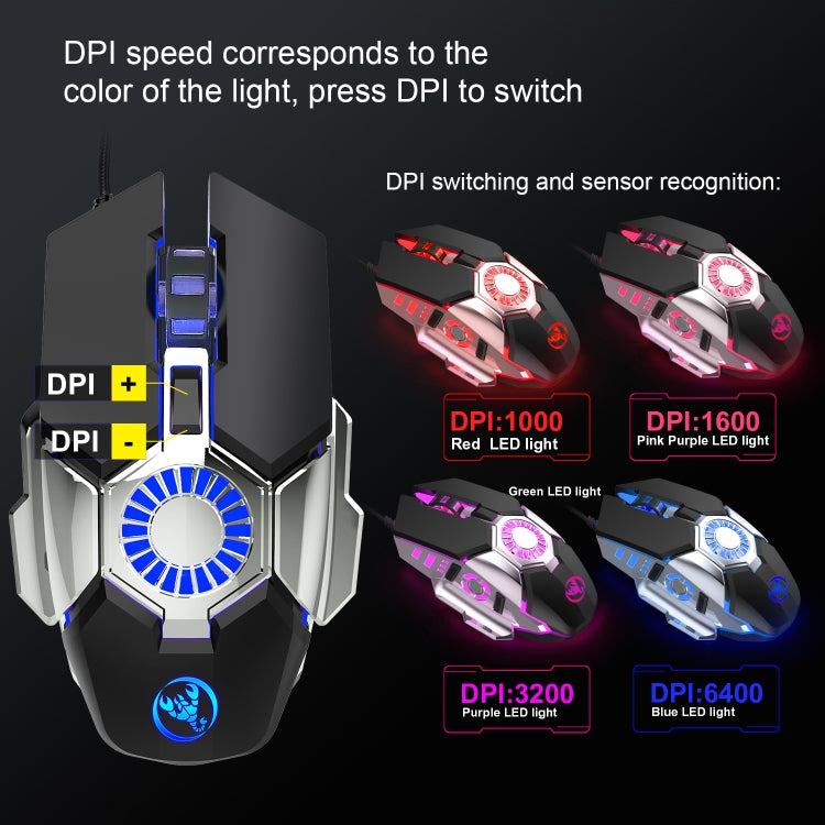 HXSJ J700 Colorful Lighting Programmable E-sports Gaming Wired Mouse - free shipping - PMC TechLife - Order now!