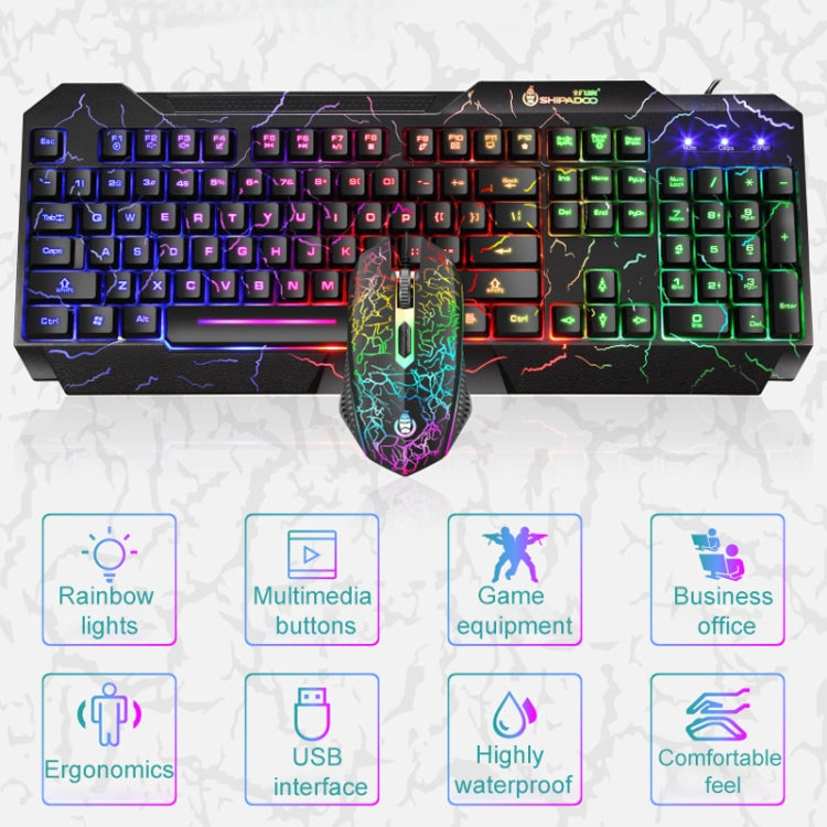 SHIPADOO D620 104-key Wired RGB Color Cracked Backlight Gaming Keyboard Mouse Kit for Laptop, PC - Wired Keyboard by SHIPADOO | Online Shopping South Africa | PMC TechLife | Buy Now Pay Later Mobicred