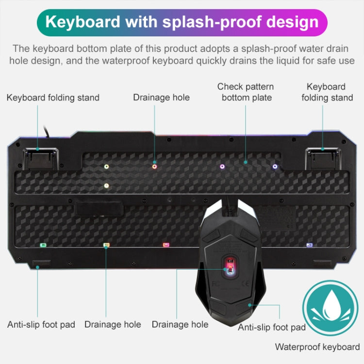 SHIPADOO D620 104-key Wired RGB Color Cracked Backlight Gaming Keyboard Mouse Kit for Laptop, PC - Wired Keyboard by SHIPADOO | Online Shopping South Africa | PMC TechLife | Buy Now Pay Later Mobicred
