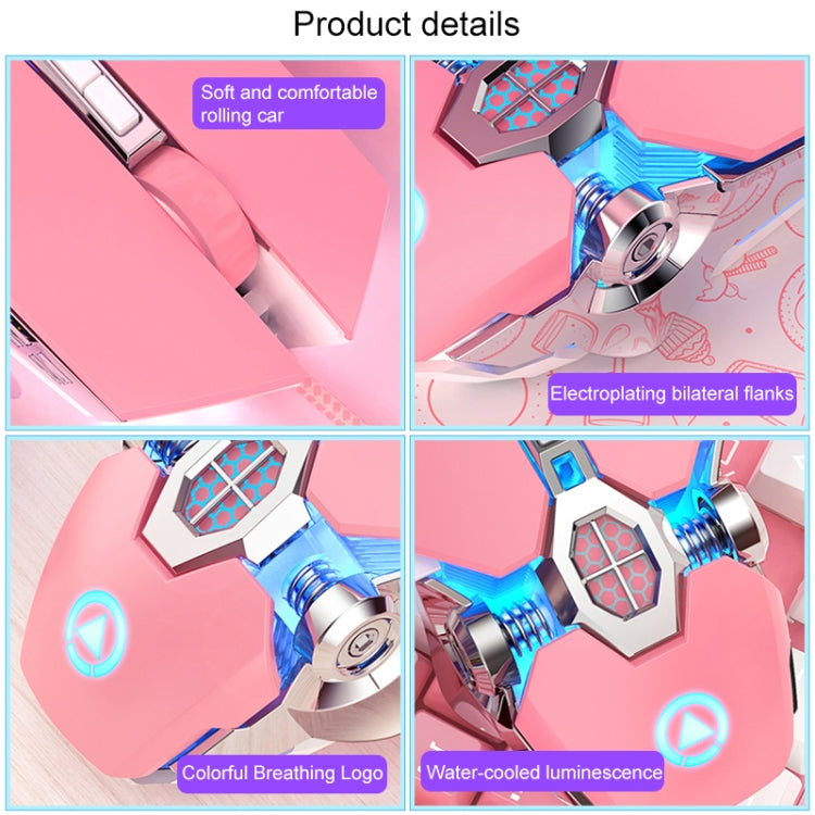 YINDIAO 3200DPI 4-modes Adjustable 7-keys RGB Light Wired Gaming Mechanical Mouse, Style: Audio Version (Pink) - Wired Mice by YINDIAO | Online Shopping South Africa | PMC TechLife | Buy Now Pay Later Mobicred