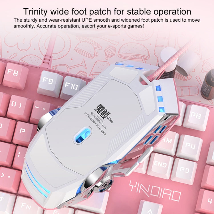 YINDIAO 3200DPI 4-modes Adjustable 7-keys RGB Light Wired Gaming Mechanical Mouse, Style: Audio Version (Pink) - Wired Mice by YINDIAO | Online Shopping South Africa | PMC TechLife | Buy Now Pay Later Mobicred