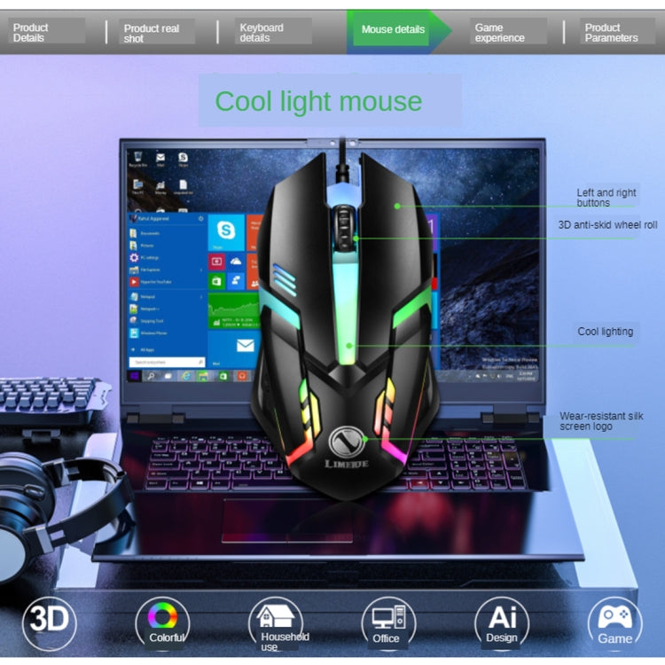 TX300 Mechanical Feel Backlight Punk Wired Keyboard Mouse Set (Black) - free shipping - PMC TechLife - Order now!