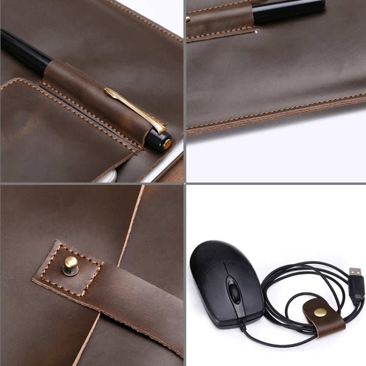 Universal Genuine Leather Business Power Adapter Laptop Tablet Bag with Cable Winder, For 15.4 inch and Below Macbook, Samsung, Lenovo, Sony, DELL Alienware, CHUWI, ASUS, HP - 15 inch by PMC TechLife | Online Shopping South Africa | PMC TechLife | Buy Now Pay Later Mobicred