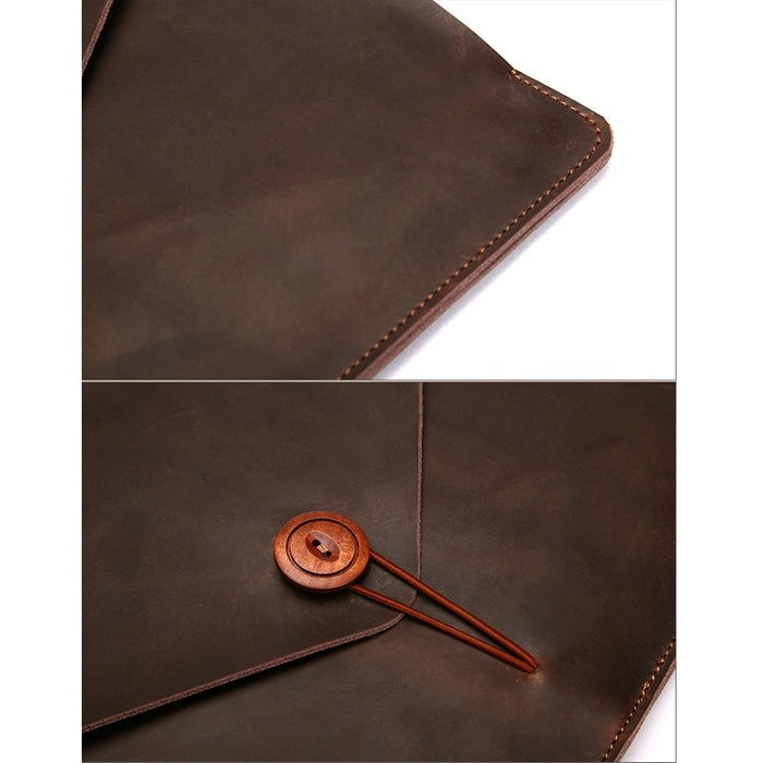 Universal Genuine Leather Business Laptop Tablet Bag, For 13.3 inch and Below Macbook, Samsung, Lenovo, Sony, DELL Alienware, CHUWI, ASUS, HP(Coffee) - 13.3 inch by PMC TechLife | Online Shopping South Africa | PMC TechLife | Buy Now Pay Later Mobicred