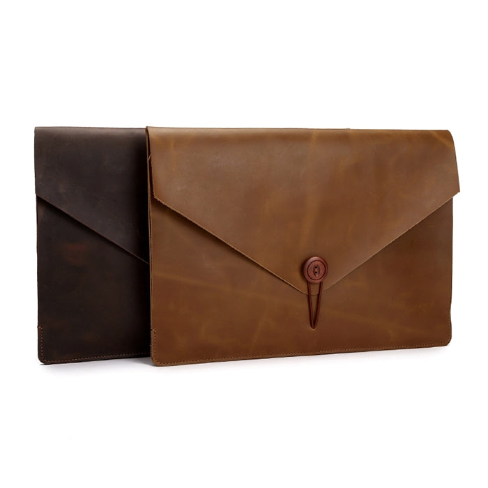 Universal Genuine Leather Business Laptop Tablet Bag, For 13.3 inch and Below Macbook, Samsung, Lenovo, Sony, DELL Alienware, CHUWI, ASUS, HP(Coffee) - 13.3 inch by PMC TechLife | Online Shopping South Africa | PMC TechLife | Buy Now Pay Later Mobicred