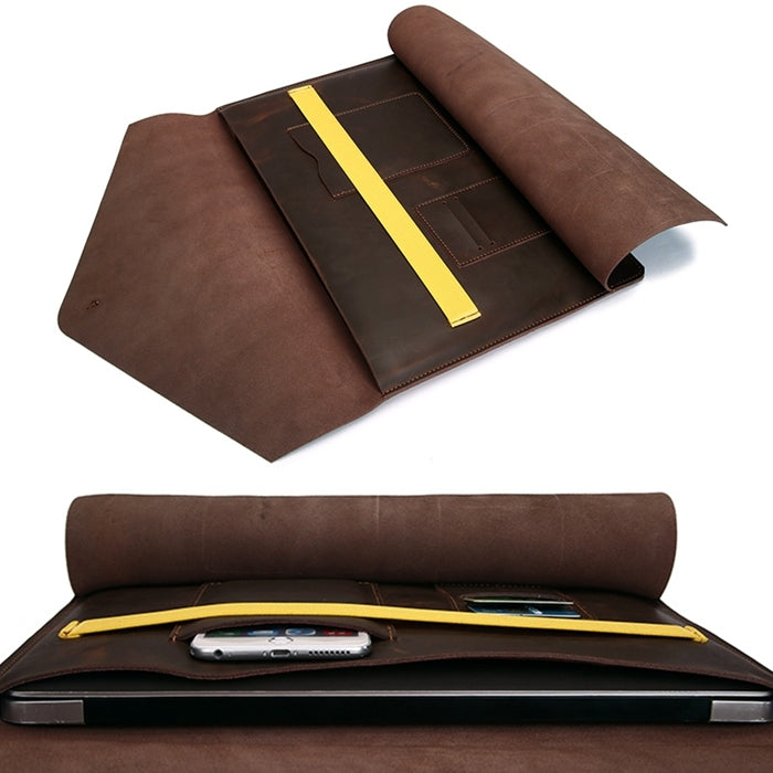 Universal Genuine Leather Business Laptop Tablet Bag, For 15.4 inch and Below Macbook, Samsung, Lenovo, Sony, DELL Alienware, CHUWI, ASUS, HP(Coffee) - free shipping - PMC TechLife - Order now!
