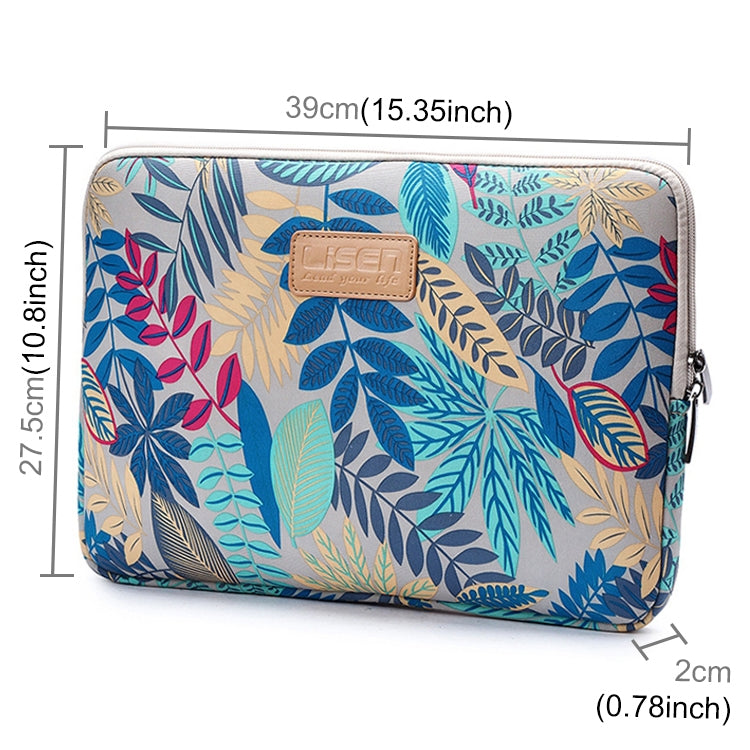 Sleeve Case Colorful Leaves Zipper Briefcase Carrying Bag for Macbook, Samsung, Lenovo, Sony, DELL Alienware, CHUWI, ASUS, HP, 15.6 inch and Below Laptops(Grey) - 15 inch by PMC Jewellery | Online Shopping South Africa | PMC Jewellery | Buy Now Pay Later Mobicred