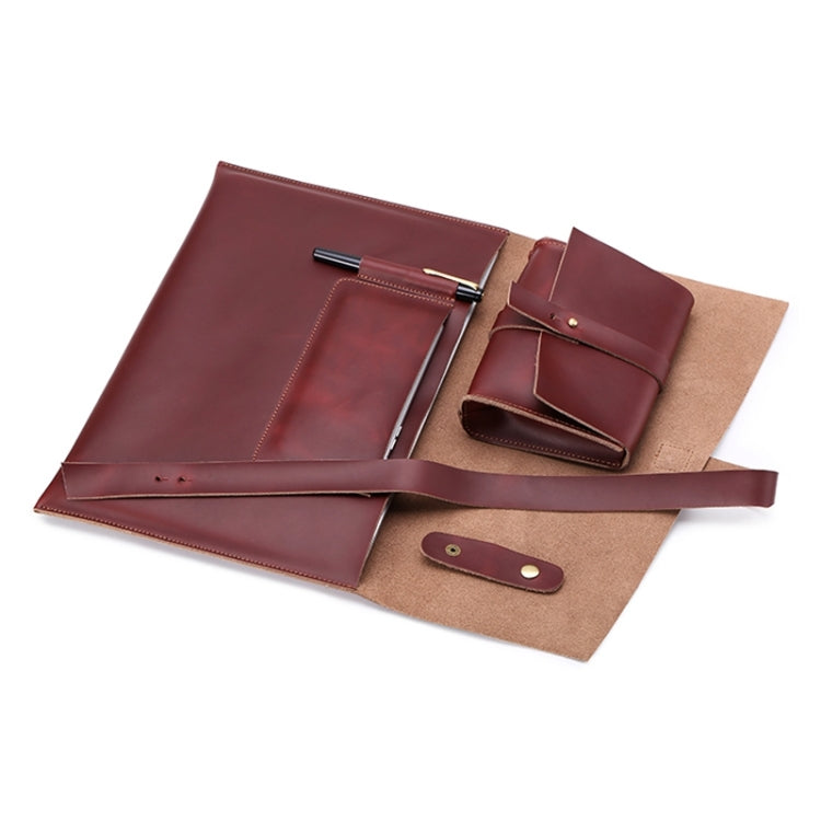 Universal Genuine Leather Business Power Adapter Laptop Tablet Bag with Cable Winder, For 11.6 inch and Below Macbook, Samsung, Lenovo, Sony, DELL Alienware, CHUWI, ASUS, HP (Wine Red) - free shipping - PMC TechLife - Order now!