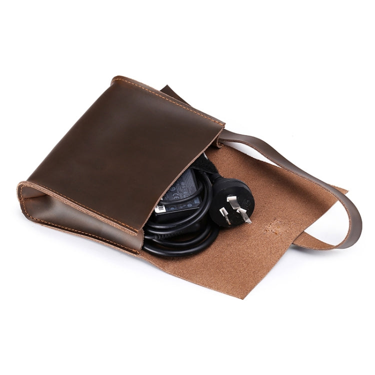 Universal Genuine Leather Business Power Adapter Laptop Tablet Bag with Cable Winder, For 13 inch and Below Macbook, Samsung, Lenovo, Sony, DELL Alienware, CHUWI, ASUS, HP (Coffee) - 13.3 inch by PMC TechLife | Online Shopping South Africa | PMC TechLife | Buy Now Pay Later Mobicred